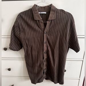 Zara Men's Casual Striped Button Down Shirt